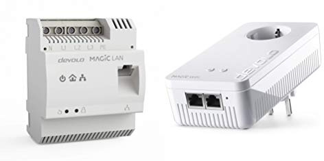 Devolo Magic 2 LAN DINrail: Powerline-Hutschienen-Adapter zur optimalen Verteilung von Internet über die Stromleitung im ganzen Haus + 2400 WiFi ac Next Single Adapter