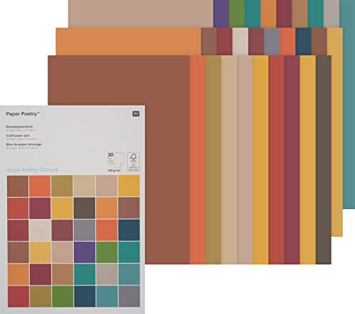 Rico Design Bastelpapier Block Earthy Colours Tonkarton A4 Papier FSC zertifiziert ganzjährig