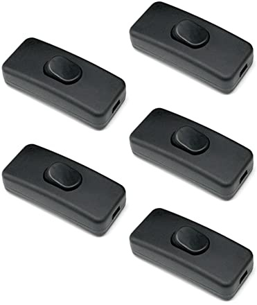 5PCS Inline Switch for Table Lamp, Torpedo Switches Inline Cord Switch ON/Off Cable Switch for Desk Light 303 Table Dimmer Switch Bulb Switch Black for Bedroom Small Appliances