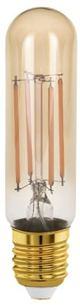 EGLO E27 LED Lampe Retro dimmbar, Golden Vintage Deko Glühbirne in Stabform | 4 Watt (entspricht 28 Watt), 300 Lumen, Leuchtmittel Röhre warmweiß, 1700 K, Edison Birne T32, Ø 3,2 cm