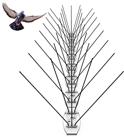 5-reihige effektive Taubenabwehr Spikes (10 Stück à 50 cm) – Vormontiert & Sofort einsatzbereit – Vogelschutz Edelstahl mit Kunststoffbasis, UV-beständig – für Balkon, Dach, Fensterbank