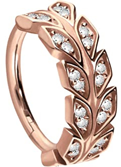 PIERCINGLINE Segmentring Clicker Chirurgenstahl | KRISTALLBLÄTTER | Piercing Ohr Helix Conch | Farb & Größenauswahl