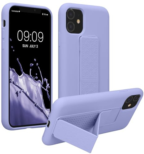 kwmobile Case for Apple iPhone 11 Case - Soft TPU Cover with Silicone Coating - With Hand Strap and Stand Function - Shockproof - Lavender