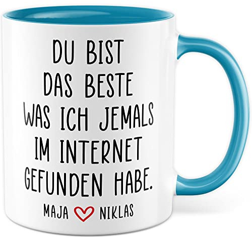 Tasse personnalisée pour petit ami, petite amie, cadeau Vous êtes la meilleure idée de cadeau pour partenaire, épouse, mari, tasse à café avec inscription en allemand « Love Dating-App » pour