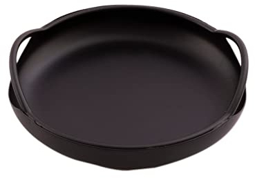 Point-Virgule Servierschale Design rund aus Metall, perfekt zum Präsentieren von Snacks und kleinen Gerichtenmatte schwarz, 16cm