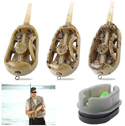 RUNEAY Method Feeder Angelzubehör 3 Stücke 4 in 1 Feeder Set Karpfen Zubehör Flat Method Feeder Karpfen Angeln Zubehör mit 20g,30g,40g