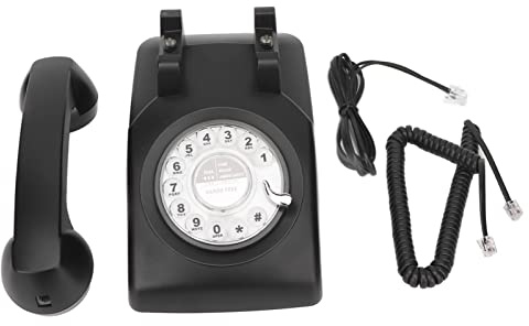 Téléphone Fixe Vintage, Fonction de Recomposition, Mains Libres, élégant, Noir, Rotatif, Rétro, pour la Maison, Le Bar