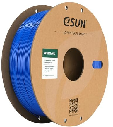 eSUN PETG Filament 1.75mm, PETG+HS Hochgeschwindigkeits 3D Drucker Filament, Maßgenauigkeit +/- 0.03mm, 1KG Spule (2.2 LBS) Schnelligkeit PETG für 3D High Speed Drucker,Einfarbig Blau