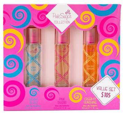 Pink Sugar Collection by Aquolina for Women - 3 Pc Gift Set 1oz EDT Spray Pink Sugar, Berry Blast, Cream Sunshine