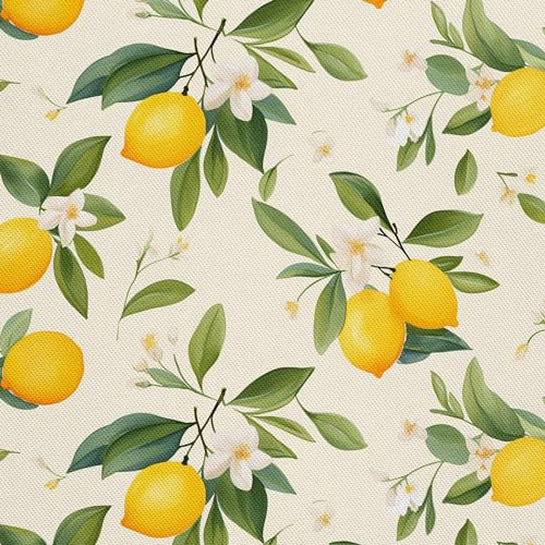 HEKO PANELS Oxford-Stoff Meterware, Zitronen Aquarell, 155x200 cm | Canvas-Stoff, Polyester Nähstoff, wasserdicht, wasserabweisend, blickdicht, Dekostoff, Obst Aquarell, Handwerken DIY