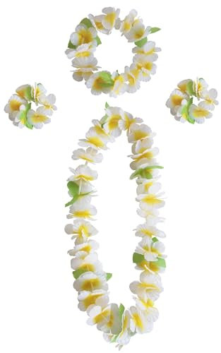 duoyif Ghirlande Hawaiane Corona Hawaiana Tropicale Corona Fiori Hawaiana Corona Hawaiana Braccialetto Fascia Hawaiana Party Decor Per Hawaii Feste Spiaggia Cheerleader Carnevale (bianco)
