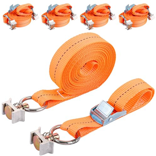 ZOFUN 4 Stück Spanngurt für Airlineschiene 5m ×25 mm, 250kg Spanngurte mit Ratsche, Zurrgurt Spanngurt Befestigungsgurt, Zurrgurte mit ratsche für Airlineschiene Klemmschloss mit Endbeschlag