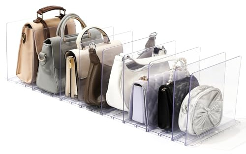 TaoQ C 10 Stück Tasche Geldbörse Organizer für Schrank, Verstellbarer Regalteiler für Schrank, Handtasche Regalteiler Acryl Handtasche Separatoren für Schlafzimmer Schränke Bücherregal, Transparent