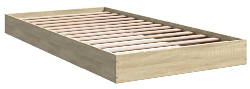 vidaXL Sängram sonoma-ek 100x200 cm konstruerad trä, sovrumsmöbler, sängbotten, pallsäng, säng, enkelsäng, panelsäng, plattformssäng