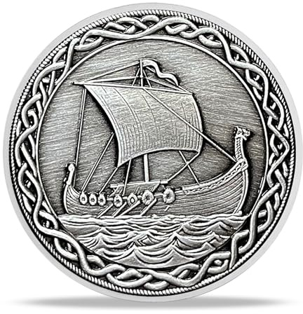 AtSKnSK Wikinger Münze Lebensbaum Odin Wolf Odin Rabe Wikinger Chips Medaillon Gedenk Münze Nordische Runen Mythologie Krieger Symbol Amulett Wikinger Geschenke für Männer Damen (Tree of Life)