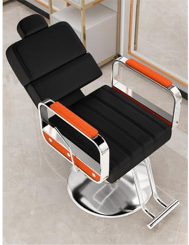 Llchaensc Friseurstuhl Mit Kopfstütze, Friseursessel Höhenverstellbar Kippbar Für Herren Damen, Friseureinrichtung Bedienungsstuhl Vintage Retro, Kunstleder,A