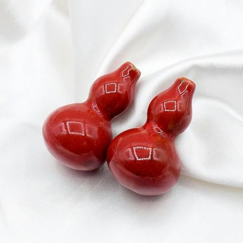 43 x 26 mm, 6 Stück, perlenhals, Keramikperlen zur Schmuckherstellung, lose Keramikperlen zum Basteln von Armbändern, rote Glasur, rot, 6 Stück