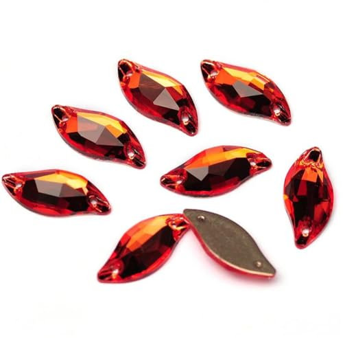 Niiyyjj 3254 hojas de jacinto con parte trasera plana para coser piedras de strass para manualidades, decoración, jacinto, 9 x 20 mm, 48 unidades