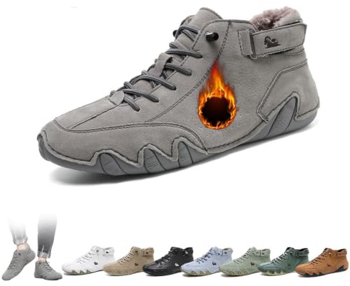 Italienska handgjorda höga stövlar Unisex Outdoor All-terräng Minimalistiska Beck-skor Lättviktsventilerande Halkfria Casual Barfotaskor for vandring Camping & kör Chukka-stövlar(Gray Velvet,41 EU)