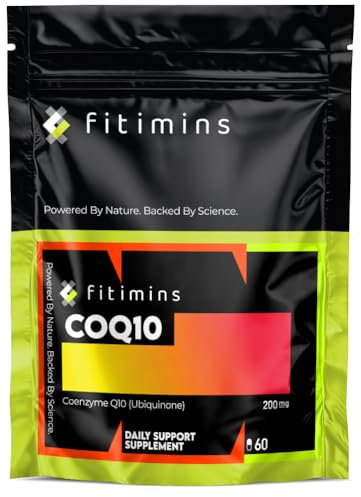 CoQ10 200mg | Daily Support Supplement | 60 Vegan Capsules | 2-Month Supply | High Strength Ubiquinone Coenzyme Q10 | Supports Wellbeing, Energy & Healthy Ageing | UK-Made Supplement | Fitimins