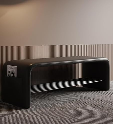 GFLCWYP Scarpiera Bassa E Lunga, Panca Portaoggetti Perfetta per Camera da Letto E Panca da Ingresso, Panca per Scarpe Multiuso con Panca Portaoggetti E Panca Letto,Nero,100cm
