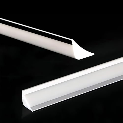 Raouoae Deckenleisten Selbstklebend Küchenleiste Arbeitsplatte Winkelprofil Wandleisten Selbstklebend Für DIY Dekoration Spiegelrand Wand Bilderrahmenränder Schrankkanten, Risse(Silber+Grau,Länge:4m)