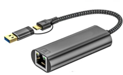 Adaptador de red USB + tipo C a 2,5 G Gigabit Ethernet, adaptador de red USB, adaptador USB C Fast Ethernet para PC