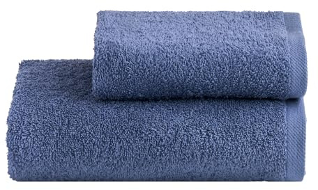 NELLA BIAGINI Set Asciugamani Bagno Viso e Bidet, Coppia Asciugamani Bagno, 100% Spugna di Cotone, 420 gr/mq, 110x60 cm + 60x40 cm, Morbido, Assorbente, Tinta Unita. Modello: Minerva