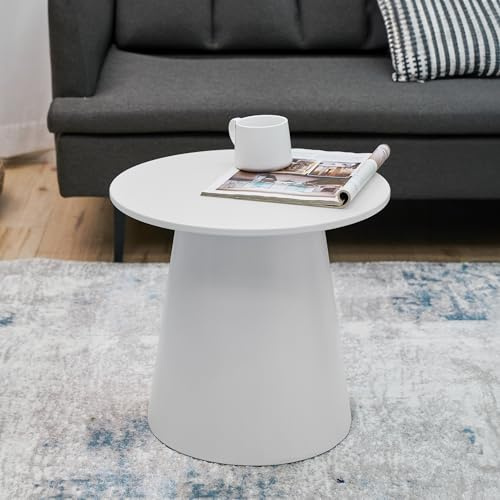 [en.casa] Couchtisch Nyd Beistelltisch Kleiner Tisch für Wohnzimmer rund 40 x Ø44 cm pilzförmiger Sofatisch mit Säulenfuß Weiß