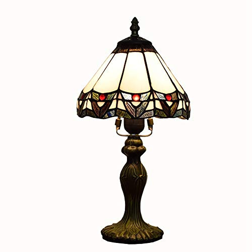 TRENTSNOOK Tiffany Lamp Stained Glass Style Romanesque Bedside Table Lamp 8 Wide 15 Tall for Bedroom Living Room Home Office