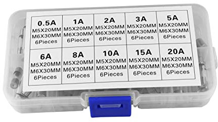 DIYEAH 60pièces Fusible Verre à Rupture Rapide Kit Assorti Pour Protection Du Circuit Surintensités