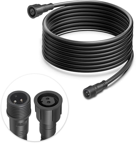 wecan Connettore per cavi impermeabile a 2 pin, 16 AWG, 5 metri, IP68, con teste maschio e femmina, cavo di prolunga rapido per auto, camion, barca, strisce luminose a LED (1 striscia nera)