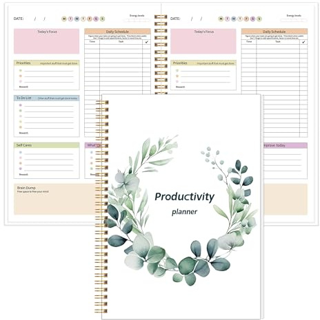 KMQOY ADHD Tagesplaner, Produktivität, Tagesplaner, ADHS, undatiert, für Erwachsene, Männer und Frauen, Aufgabenmanagement-Organizer für Neurodivergenten, 17,8 x 25,4 cm, Hardcover und bunte Blätter