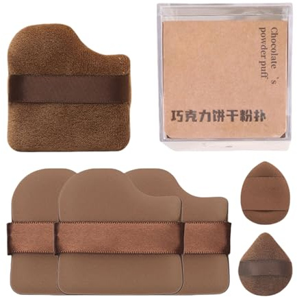 4/6 Stück Schokoladenkekspuderquaste Finger Puderquaste Gesicht Augen Make-up Pad Kleine Daumen Kosmetikschwämme für Make-up