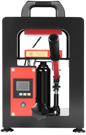 TESUGN 5T Hydraulic Heat Press Machine, 1200W Manual Rosin Press, Heavy Duty Hydraulic Tech Heat Press Machine Dual Heating Plates, Pressure Rosin Extractor for Oil Making