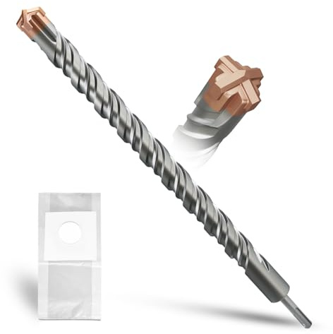 METOTY SDS Plus Hammer Drill Bit 32mm×460mm, with 4 Carbide Cutting Edges, Head with Coating, Masonry Drill, Hammer Drill, Concrete Drill, for Stone, Concrete, Natural Stone, Brick Wall