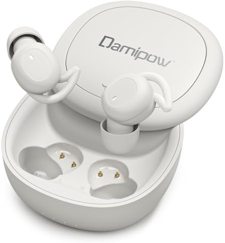 Damipow L39 Écouteurs de sommeil invisibles, sans fil pour dormeurs sur le côté, mini écouteurs invisibles Bluetooth 5.3 avec blocage du bruit, petits écouteurs confortables pour le travail et