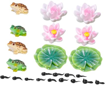 ibasenice 1 Ensemble Décoration Aquatique avec Tadpoles et Nénuphars Résine pour Aquarium et Espace Extérieur