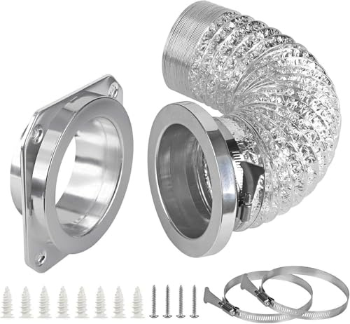 Magnetic Dryer Vent Coupling Connector Kit - DV180 Airtight Seal, Quick Connect, Includes 4x3.3ft Duct & 2 Clamps