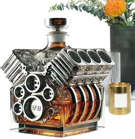 Decantador de botellas de vodka – Dispensador de licor de motor V8, elegante vertedor de vino | Accesorios modernos de bar para brandy bourbon, whisky, tequila, soporte decorativo para alcohol