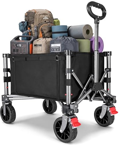 YEAUPE PRO Bollerwagen Faltbar 70L 80KG Klein, Seitlicher Reißverschluss | Faltbarer Bollerwagen & Wagon for Festival, Leicht 5,4kg, Verstellbarer Griff, Gartenwagen für Hunde, Einkauf & Camping