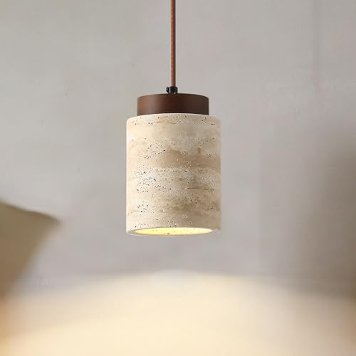 kaixunl 7W Natürliche Travertin Hängeleuchte Wabi Sabi Stil Deckenlampe Deko Hängelampe Höhenverstellbar Lampen Moderne Pendelleuchte Küchenlampe für Schlafzimmer Esszimmer Wohnzimmer Küche Diele