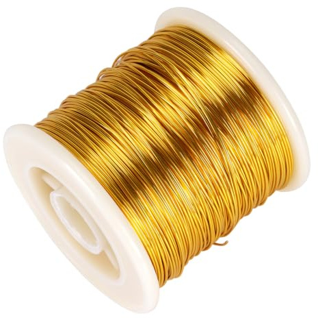 AKOOSY Mjukt och flexibelt jordbearbetningsbeständigt koppartråd för gör-det-själv-pärlor och armband skapande halsband och tillbehör DIY färg mörkt guld