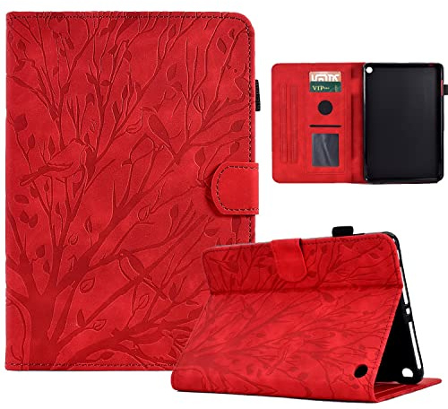 OWSIHNZBF Vergilbungsfreie Tablet-Hülle Kompatibel mit Kindle Fire HD 8/Fire HD8 Plus 2020/2022 Release 8,0-Zoll-Lederhülle, Hülle for, Fallschutzhülle, Schutzhülle(Red)