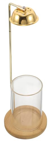 Cabilock Porte-Parfum Inversé pour Bâtons de Moxibustion en Bambou Verre et Fer Support Stable avec Plateau Récupérateur de Cendres Accessoire Décoratif pour Aromathérapie et Relaxation