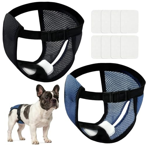 2 Piezas Pañales Perro Hembra, Pañales para Perros con 8 Toallas Sanitarias, Bragas Perras Menstruales, Pañal Perro Hembra, Braga para Celo Perras, Lavable Reutilizables Altamente Absorbentes(L)