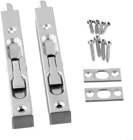 Besttoolifes Cerradura de perno empotrado para puertas, pestillo de seguridad oculto de acero inoxidable, perno de puerta cromado pulido de 6 pulgadas, adecuado para puertas interiores de madera y