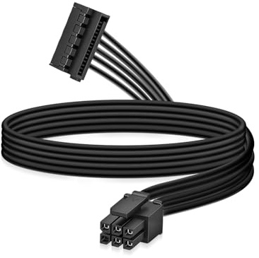 RIIEYOCA 18AWG ATX Mini 6 broches vers SATA 15 broches Câble d'alimentation 40 cm, 5V/3A Câble de remplacement et d'extension pour SSD, HDD, lecteur DVD/CD-ROM