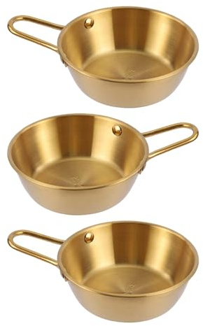 Ciieeo Set 3 Ciotole per Vino di Riso Coreane in Acciaio Inox Manico 12cm – Utensili da Cucina Coreani per Casa, Ristorante e Campeggio – Pentola di Zuppa Coreana e Stoviglie