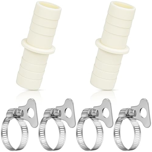 NISENTIA 2 Pcs Washing Machine Waste Pipe Connector, 110810 Durable Plastic Washing Machine Hose Connector with Stainless Steel Pipe Clamps for Efficient Water Waste Management in Dishwasher